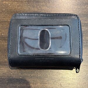 Black Genuine Leather Wallet Case with ID Window